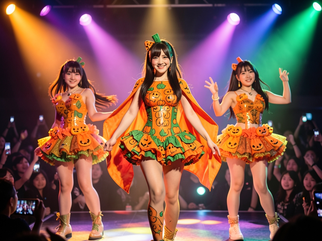 地下アイドル・ライブシーンの熱気と大型ハロウィンフェスのイメージ
