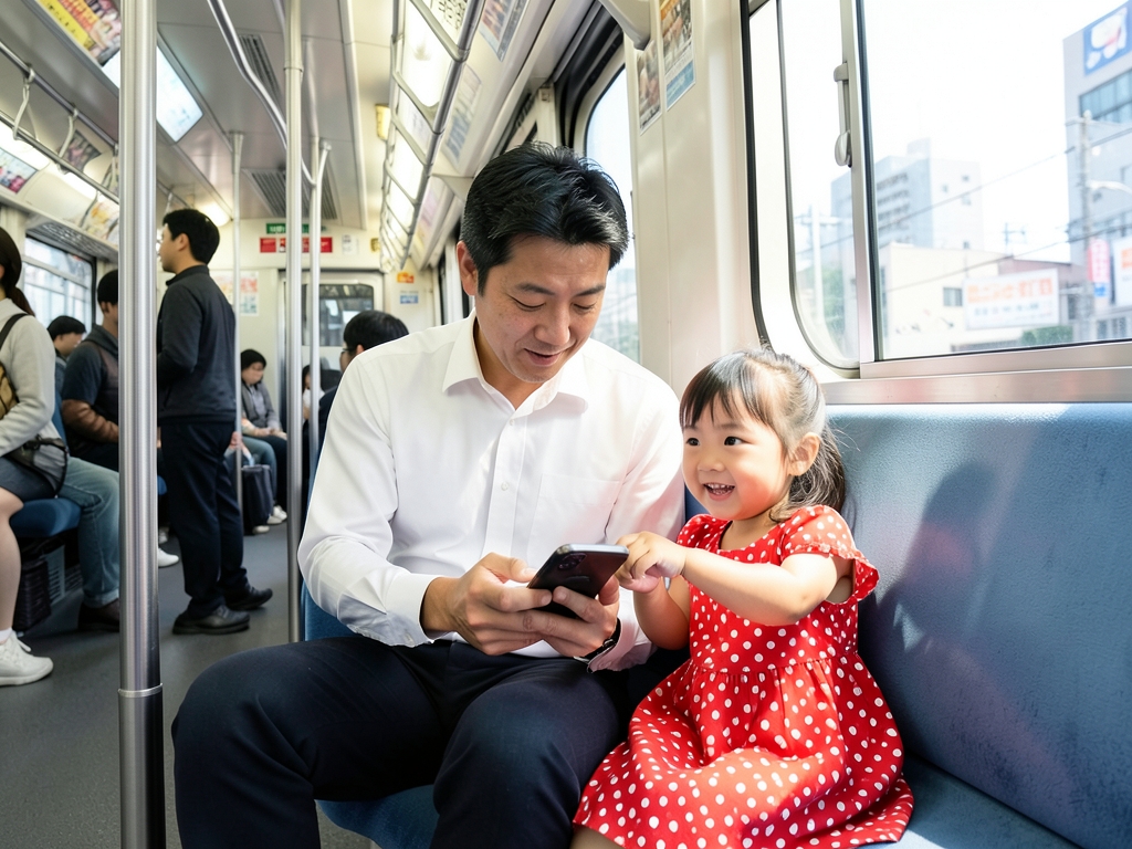 共働き家庭が外出先でこどもちゃれんじほっぷのデジタルを活用するメリットのイメージ